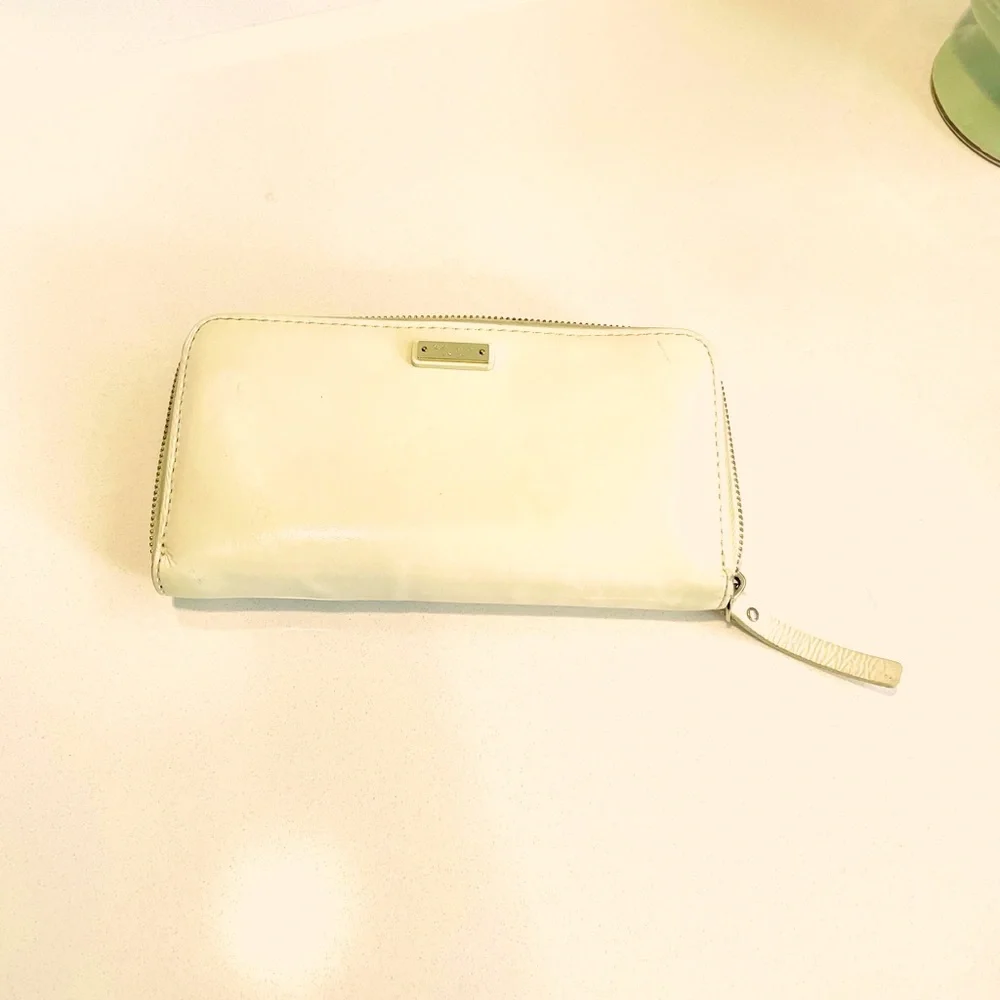 Kate Spade Bone Patent Leather Zip Around Wallet